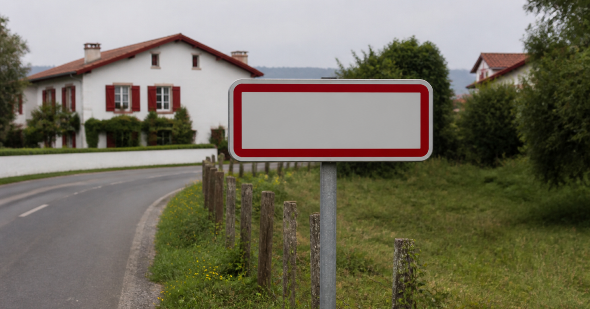 Pancarte indicative village Ascain montrant population habitants nombre