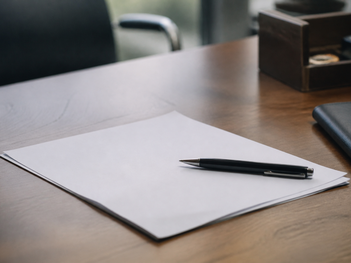 Document de resiliation immobiliere posé sur bureau avec stylo