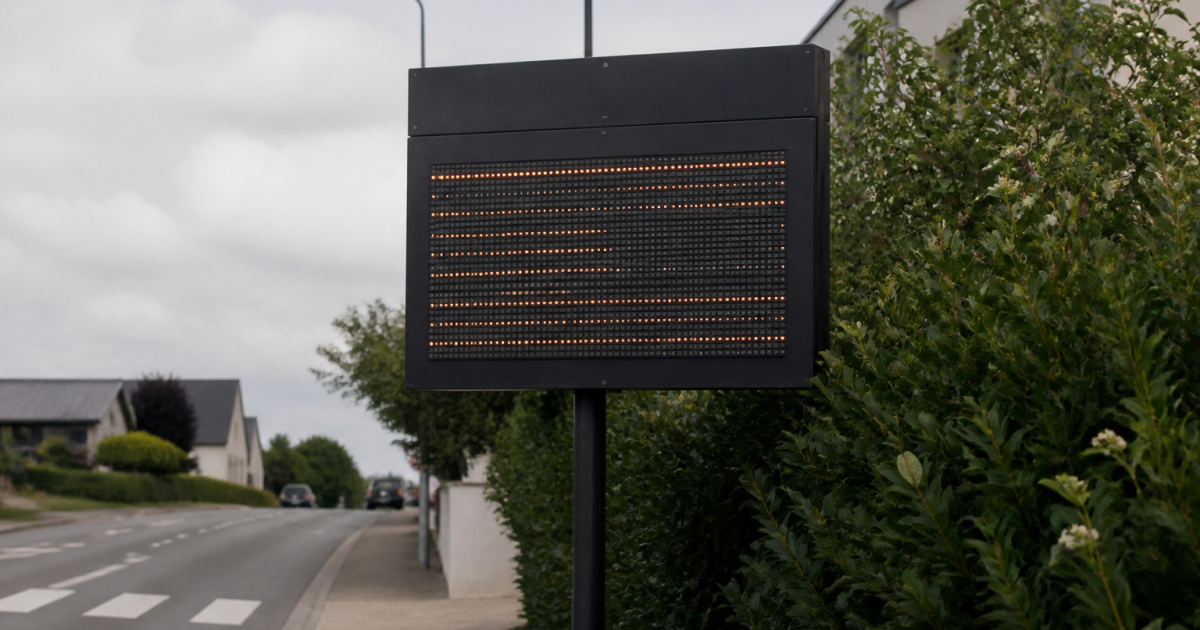 Panneau routier affichant le nombre de residents de Geveze