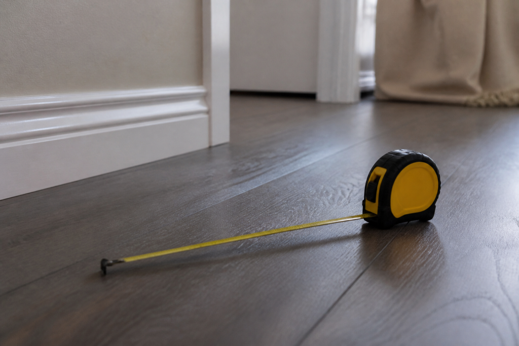 Ruban a mesurer sur plancher interieur maison