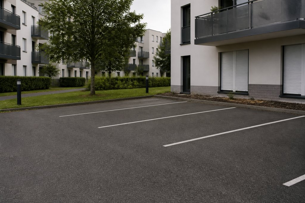 Places de parking individuelles marquees au sol immeubles