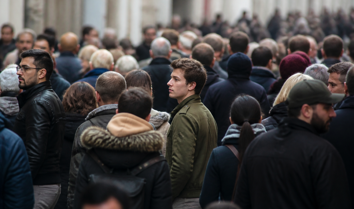 Foule dense de personnes debout dans rue urbaine Lille