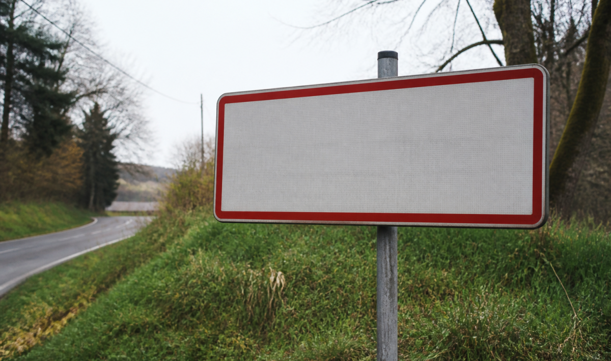 Panneau entrée ville affichant population habitants chiffres